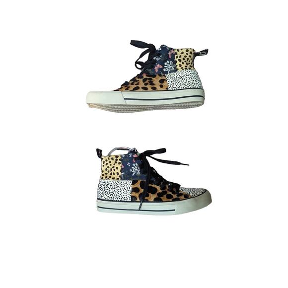 NWT Desigual Beta Animal Print High Top Leopard & Floral Trainers Size 7.5 - Picture 3 of 10